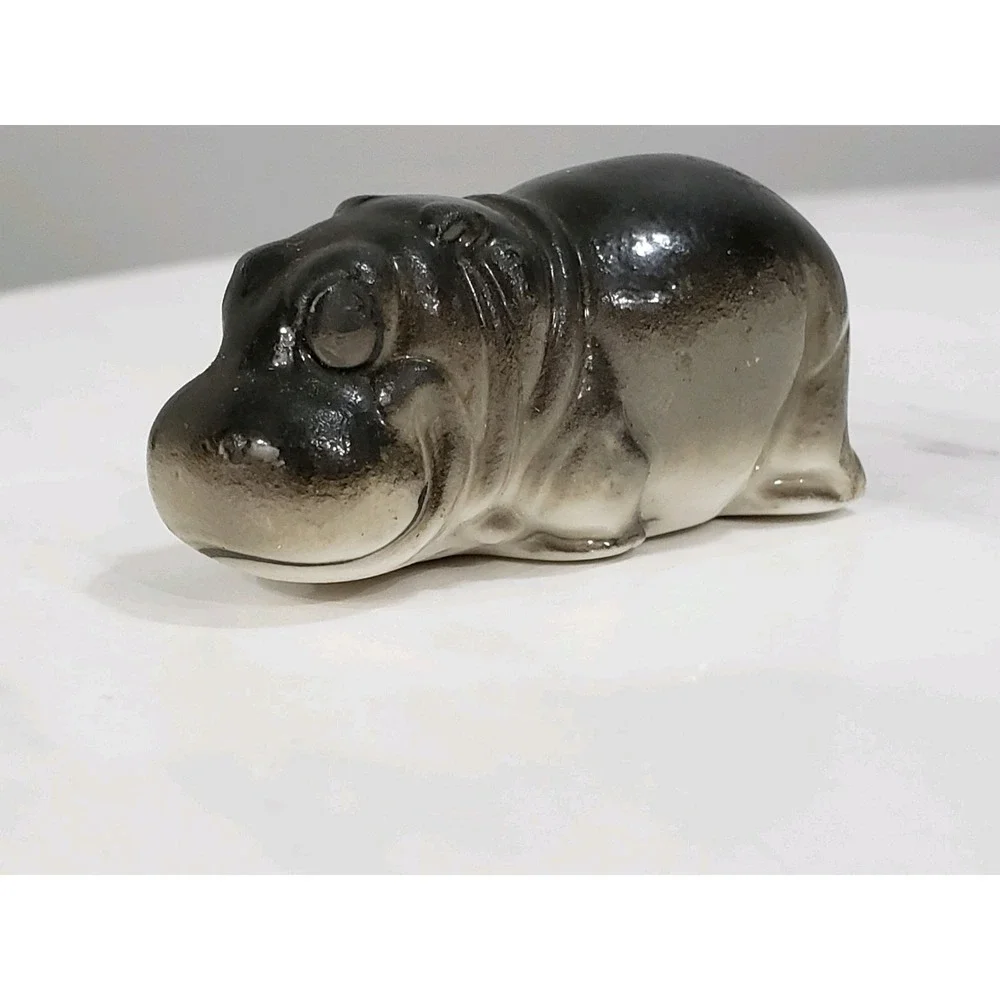 Vintage Miniature Baby Hippo‎ Hippopotamus Ceramic Trinket Mini Decor House